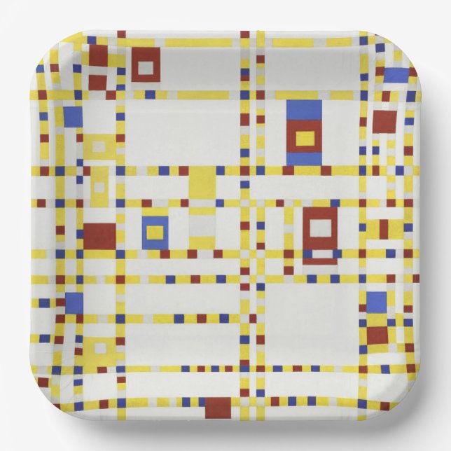 Piet Mondrian Broadway Boogie Woogie Abstrakte Kun Pappteller (Vorderseite)