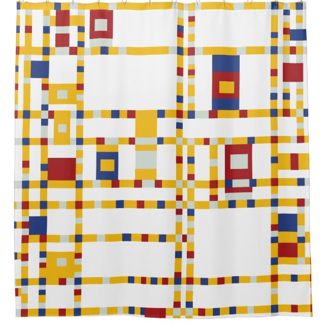 Piet Mondrian - Broadway Boogie Woogie Moderne Kun Duschvorhang (Vorderseite)