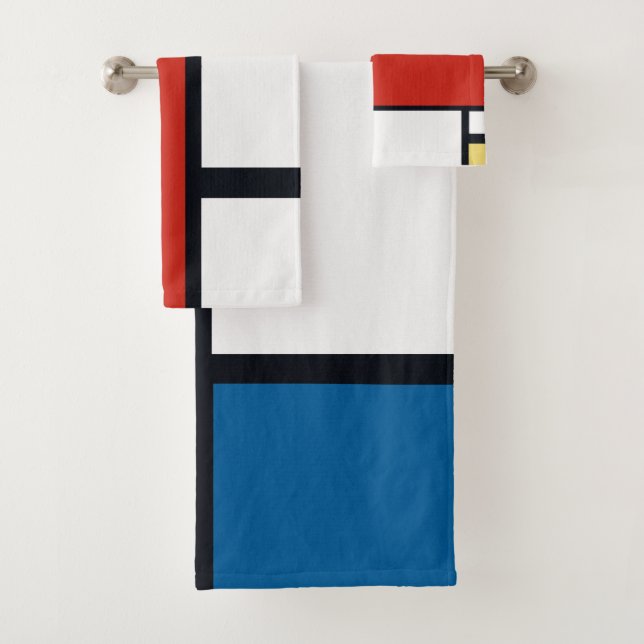 Piet Mondrian - Geometrisch Abstrakt Badhandtuch Set (Insitu)