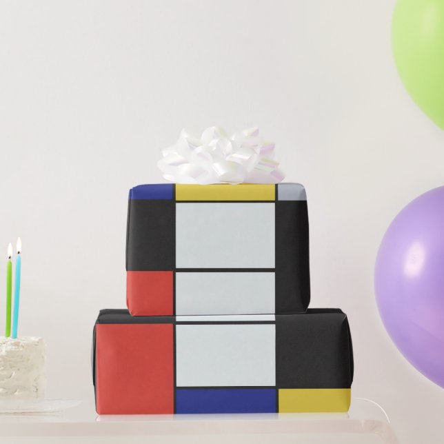 Piet Mondrian - Geometrisch Abstrakt Geschenkpapier (Partygeschenke)