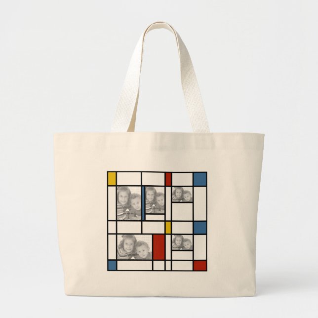 Piet Mondrian inspirierte Foto-Schablonen-Tasche Jumbo Stoffbeutel (Vorne)