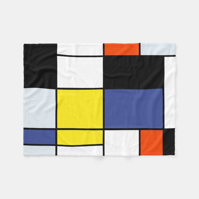 Piet Mondrian Komposition A - Abstrakte Moderne Ku Fleecedecke (Vorderseite (Horizontal))