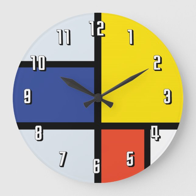 Piet Mondrian Komposition A - Abstrakte Moderne Ku Große Wanduhr (Vorderseite)
