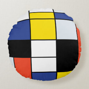 Piet Mondrian Komposition A - Abstrakte Moderne Ku Rundes Kissen