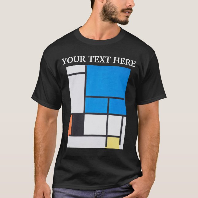 Piet Mondrian Komposition mit großem blauen Flugze T-Shirt (Vorderseite)