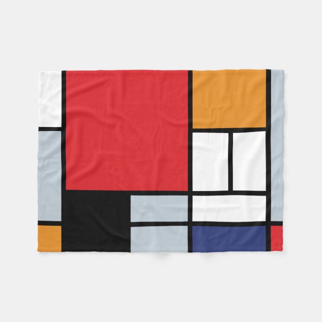 Piet Mondrian - Komposition mit großem rotem Flugz Fleecedecke (Vorderseite (Horizontal))