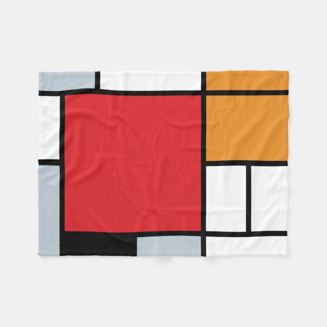 Piet Mondrian - Komposition mit großem rotem Flugz Fleecedecke (Vorderseite (Horizontal))