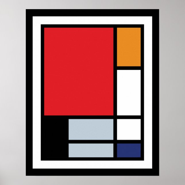 Piet Mondrian - Komposition mit großem rotem Flugz Poster (Vorne)