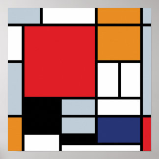 Piet Mondrian - Komposition mit großem rotem Flugz Poster