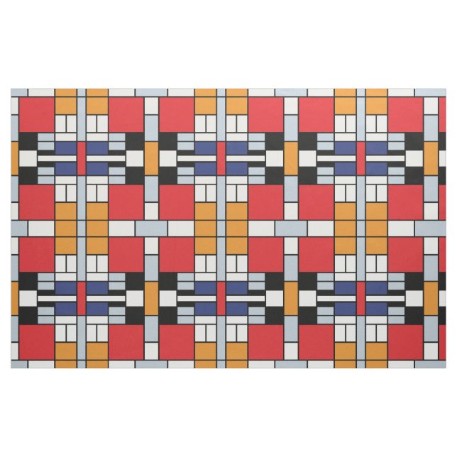 Piet Mondrian - Komposition mit großem rotem Flugz Stoff (Fat Quarter (45,7 x 55,9 cm))