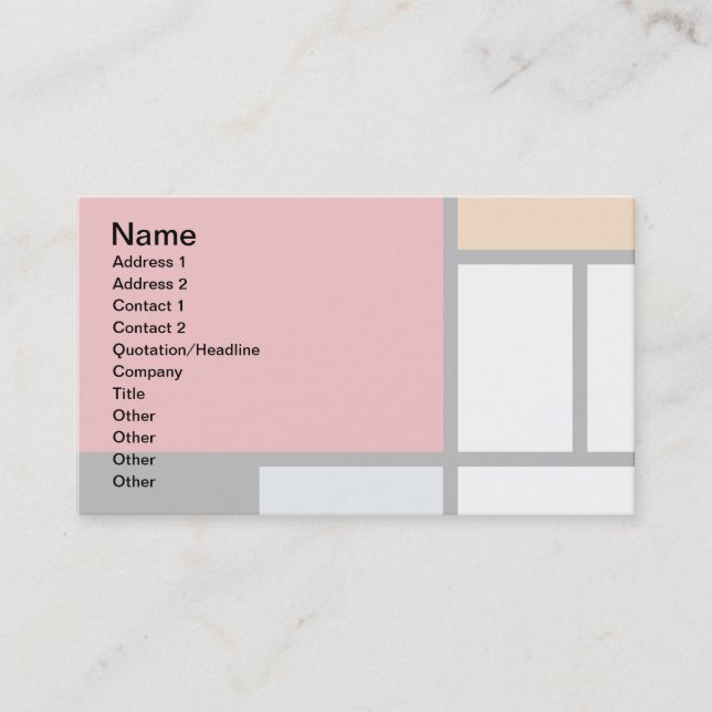 Piet Mondrian - Komposition mit großem rotem Flugz Visitenkarte (Vorderseite)