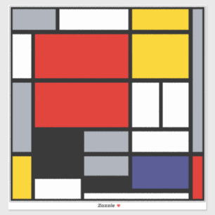 Piet Mondrian, Komposition mit großem rotem Flugze Aufkleber