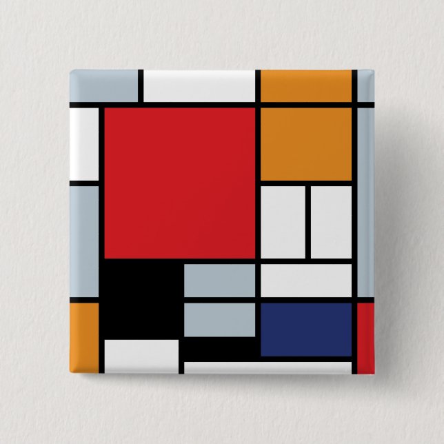 Piet Mondrian - Komposition mit großer roter Fläch Button (Vorderseite)