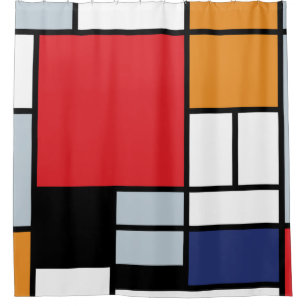Piet Mondrian - Komposition mit großer roter Fläch Duschvorhang