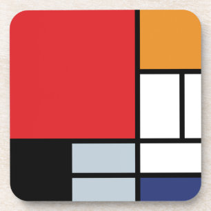 Piet Mondrian - Komposition mit großer roter Fläch Getränkeuntersetzer