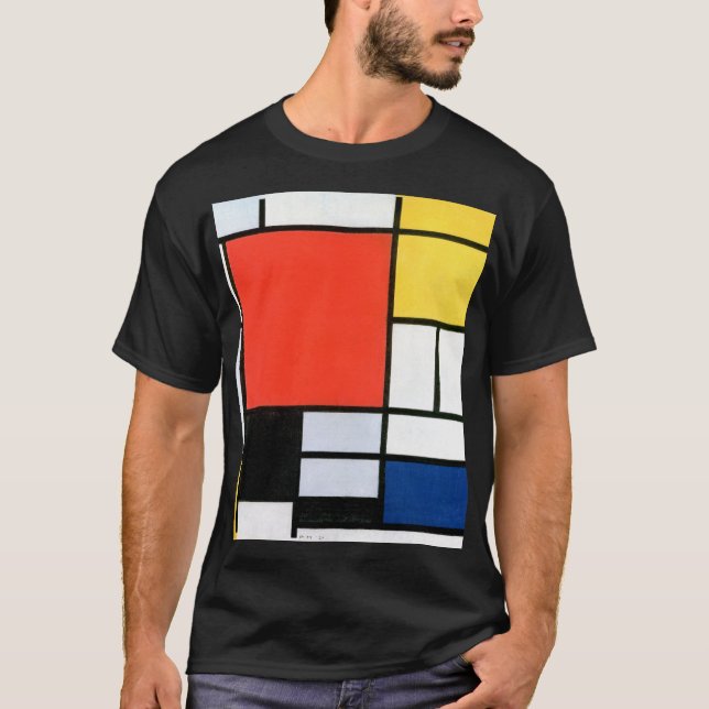 Piet Mondrian Komposition Red Yellow Blue Black T-Shirt (Vorderseite)