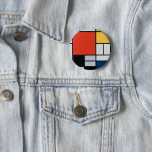 Piet Mondrian Komposition Rot Gelb Blau Druck Button