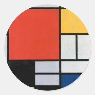 Piet Mondrian Komposition Rot Gelb Blau Druck Runder Aufkleber