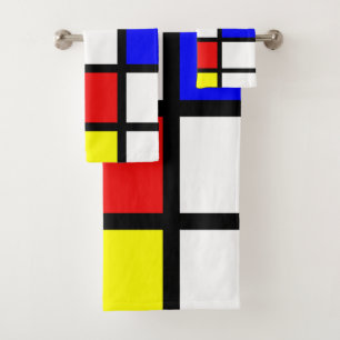 Piet Mondrian-Kunst-Art-moderne helle Farben Badhandtuch Set