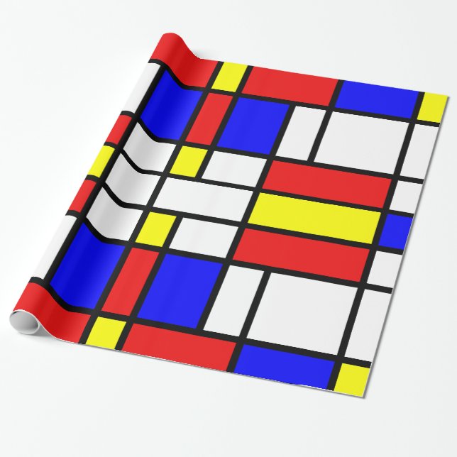 Piet Mondrian-Kunst-Art-moderne helle Farben Geschenkpapier (Ungerollt)