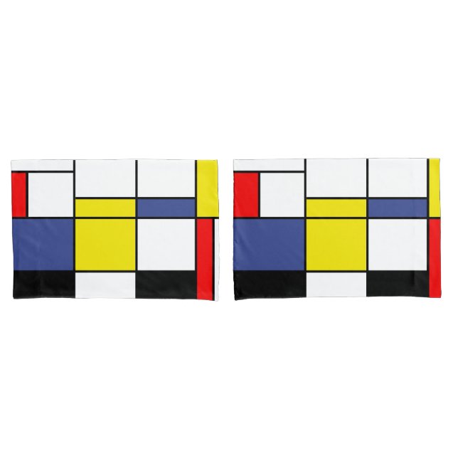 Piet Mondrian Minimalistisch Kissenbezug (Vorderseite-Set)
