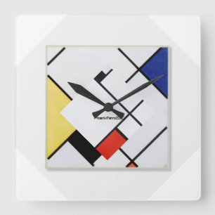 Piet Mondrian Modern Art Clock Quadratische Wanduhr