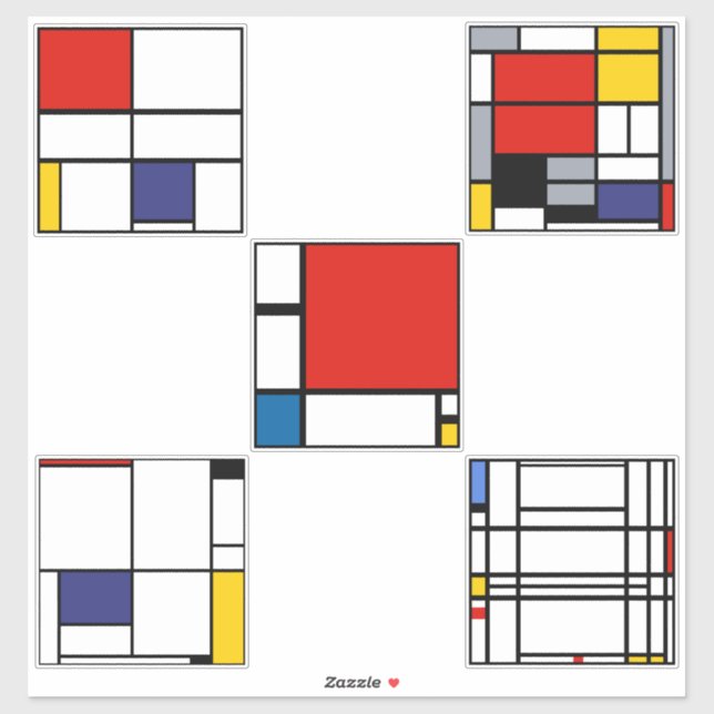 Piet Mondrian Modern Art Gemälde Aufkleber (Blatt)