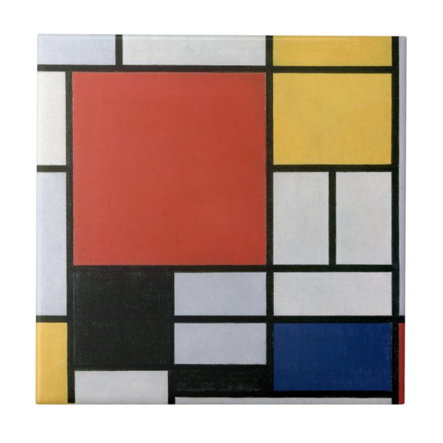 Piet Mondrian Rot Blau Gelb Abstrakte Kunst Fliese (Vorderseite)