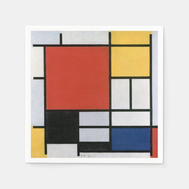 Piet Mondrian Rot Blau Gelb Abstrakte Kunst Serviette (Vorderseite)