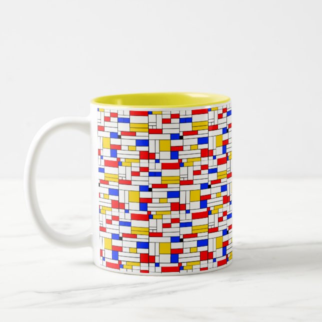Piet Mondrian Style Abstrakt Art Kaffeemaschine Ta Zweifarbige Tasse (Links)