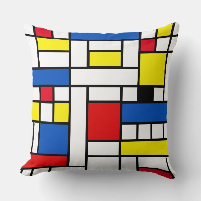 Piet Mondrian Style Abstrakt Art Throw Kissen (Vorderseite)