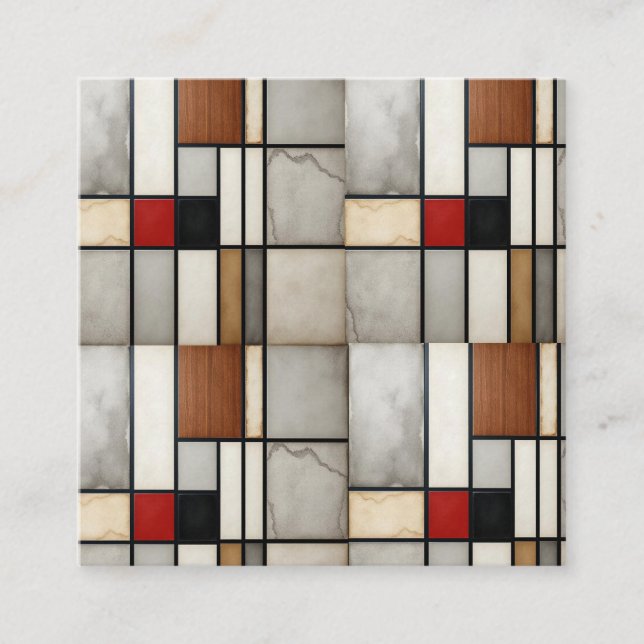 Piet Mondrian Vintag Quadratische Visitenkarte (Vorderseite)