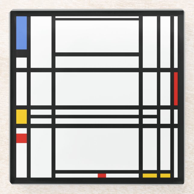 Piet Mondrian, Zusammensetzung 10 Glasuntersetzer (Vorderseite)