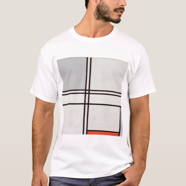 Piet Mondrian Zusammensetzung (Nr. 1) Grau-rot. T-Shirt (Vorderseite)