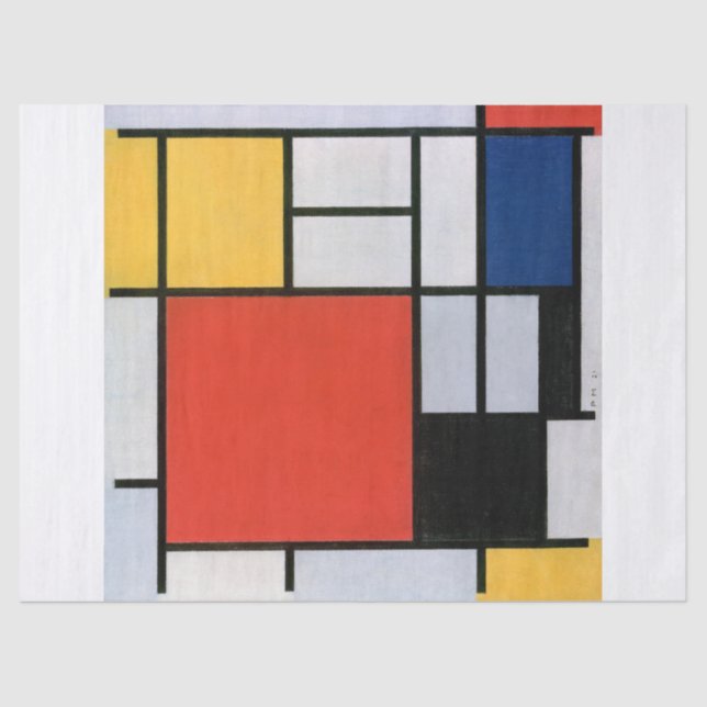 Piet Mondrian | Zusammensetzung rot, gelb, blau Seidenpapier (Vorderseite)