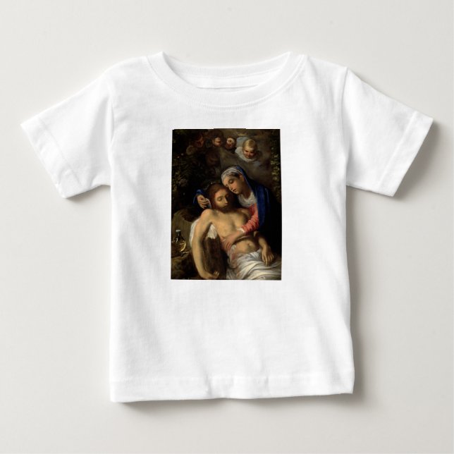 Pietà (Maria und Jesus) (von Adam Elsheimer) Baby T-shirt (Vorderseite)