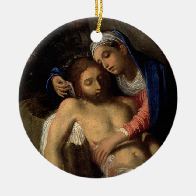Pietà (Maria und Jesus) (von Adam Elsheimer) Keramik Ornament (Vorne)