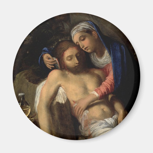 Pietà (Maria und Jesus) (von Adam Elsheimer) Magnet (Vorne)