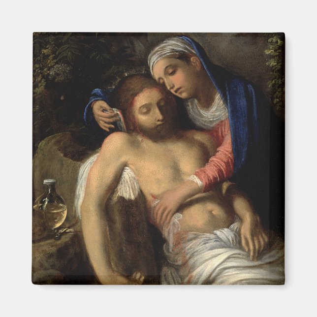 Pietà (Maria und Jesus) (von Adam Elsheimer) Magnet (Vorne)