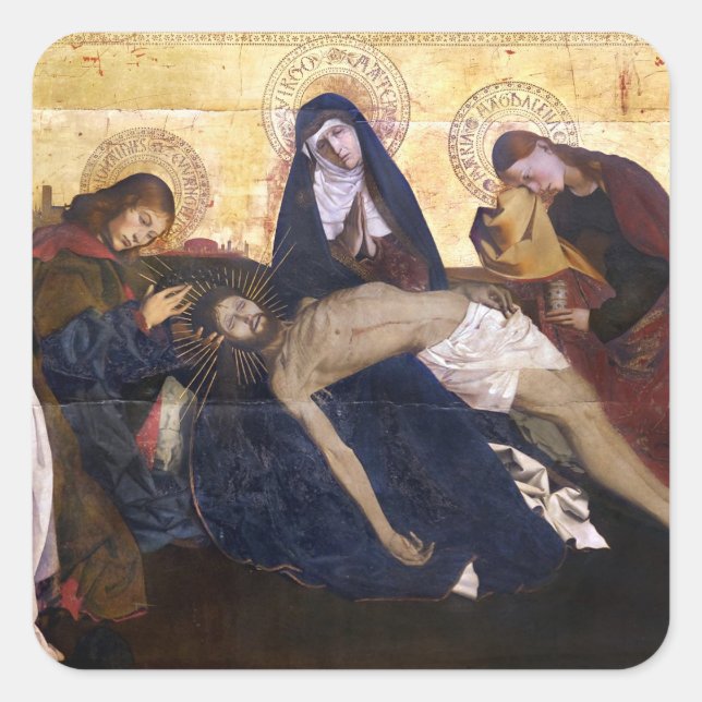Pietà von Villeneuve-lès-Avignon Square Sticker (Vorderseite)