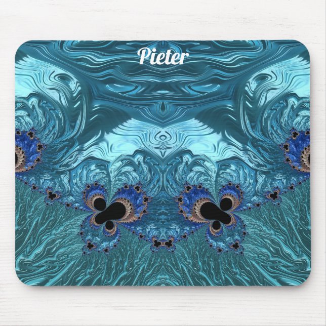 PIETER ~ Blue Aqua und Black Design Mousepad (Vorne)