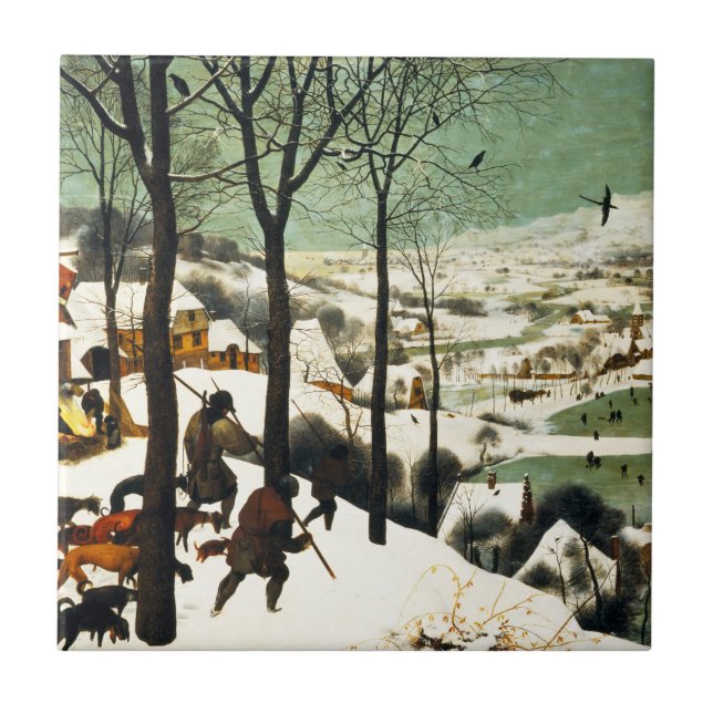 Pieter Bruegel Jäger in der Schneestelle Fliese (Vorderseite)