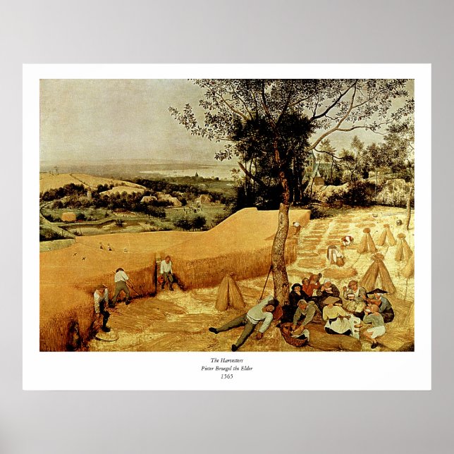 Pieter Bruegel's The Harvesters (1565) Poster (Vorne)