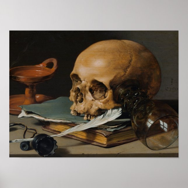 Pieter Claesz: Stilles Leben mit einem Schädel Poster (Vorne)