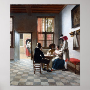 Pieter de Hooch Card Spieler in einem sonnigen Rau Poster