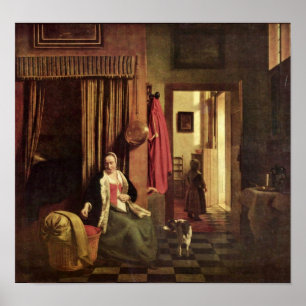Pieter de Hooch - mother at the cradle Poster