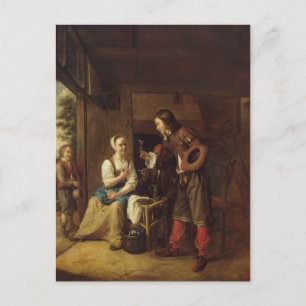Pieter Hooch - Mann Weinangebot für eine Frau Postkarte