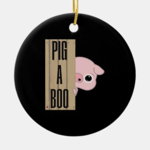 Pig A Boo Fence Keramik Ornament