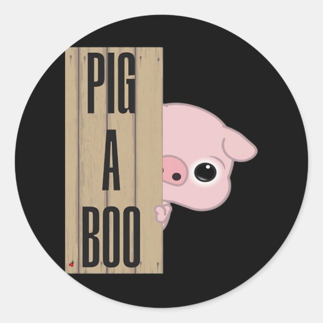 Pig A Boo Fence Runder Aufkleber (Vorderseite)