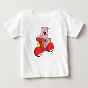 Pig als Biker mit Scooter Baby T-shirt